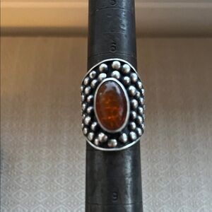 Silver Ring with Amber Stone
